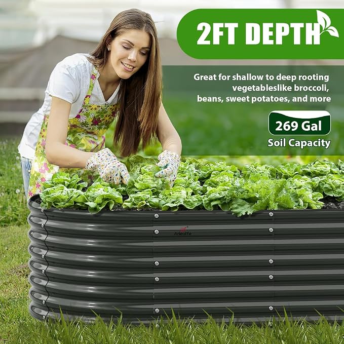 A ANLEOLIFE 6X3X2 ft Galvanized Raised Garden Beds Outdoor, Oval Large Metal - Image 8