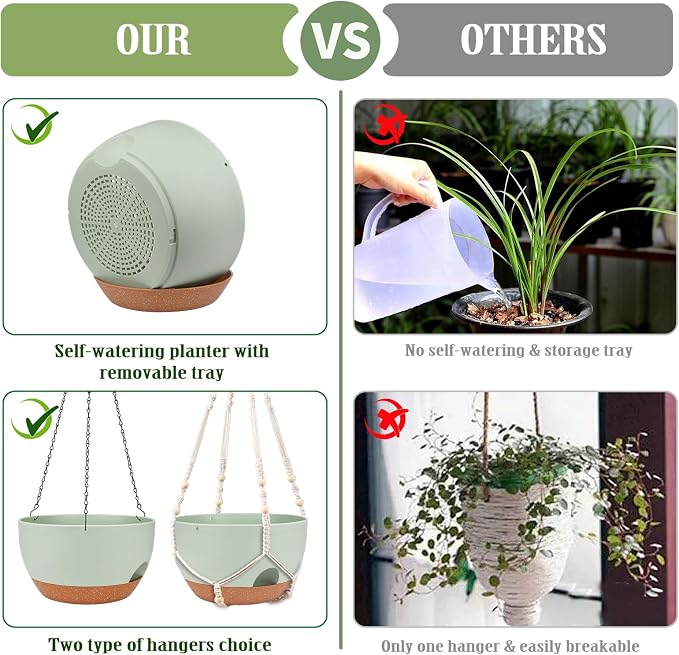 Hanging Planters for Outdoor Indoor Plants, 2 Pack 12 Inch Hanging Basket - Image 4