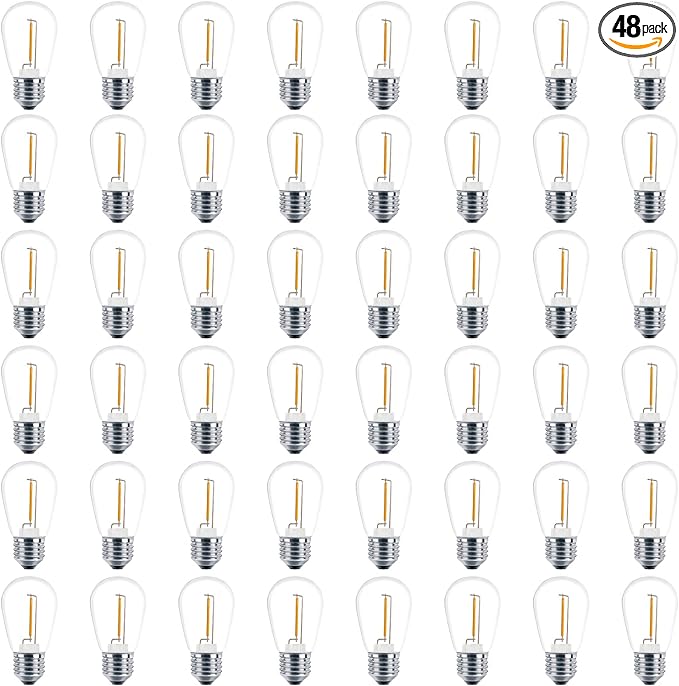 Meconard 48 Pack S14 LED String Light Bulbs, 1 Watt Shatterproof Replacement by Meconard