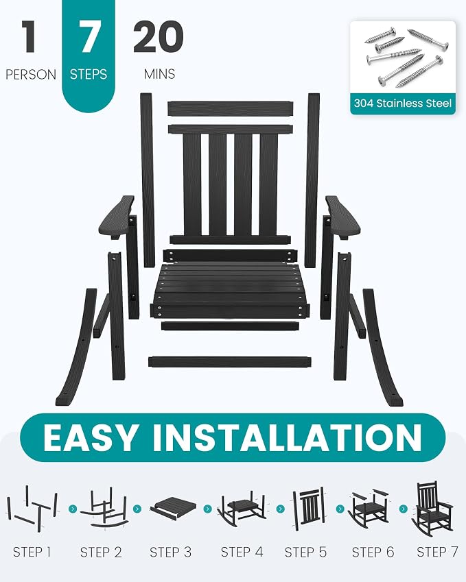 SERWALL Oversized Rocking Chair, Outdoor Rocking Chair - Image 9
