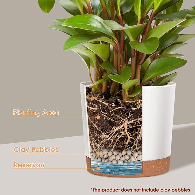 kubvici Plant Pots for Indoor Plants, 2 Pack 10 Inch Plant Pot Plastic Flower - Image 2