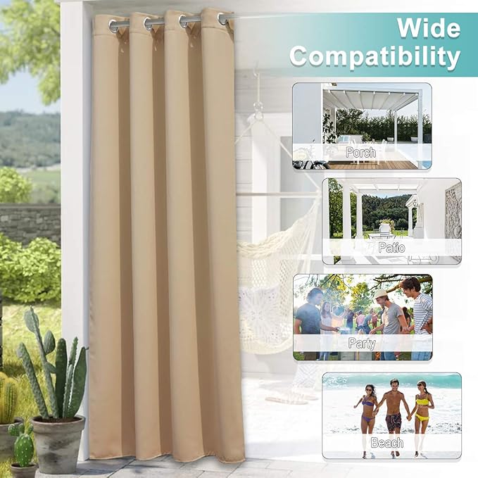 NICETOWN Outdoor Curtain for Patio Waterproof, Porch Cover for Shade and Rain - Image 7