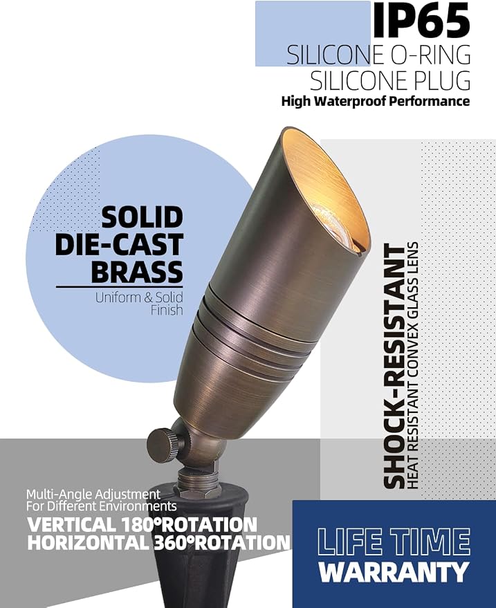 MALORY Brass Landscape Spotlights 4-Pack - Image 3