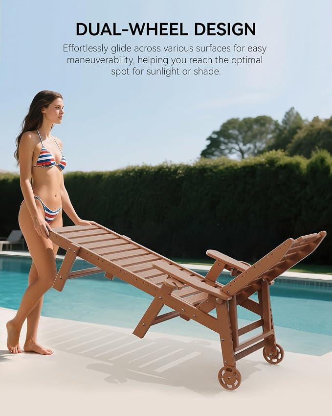 Carauci Lounge Chair Outdoor Set of 2, HDPE Chaise Lounge - Image 4