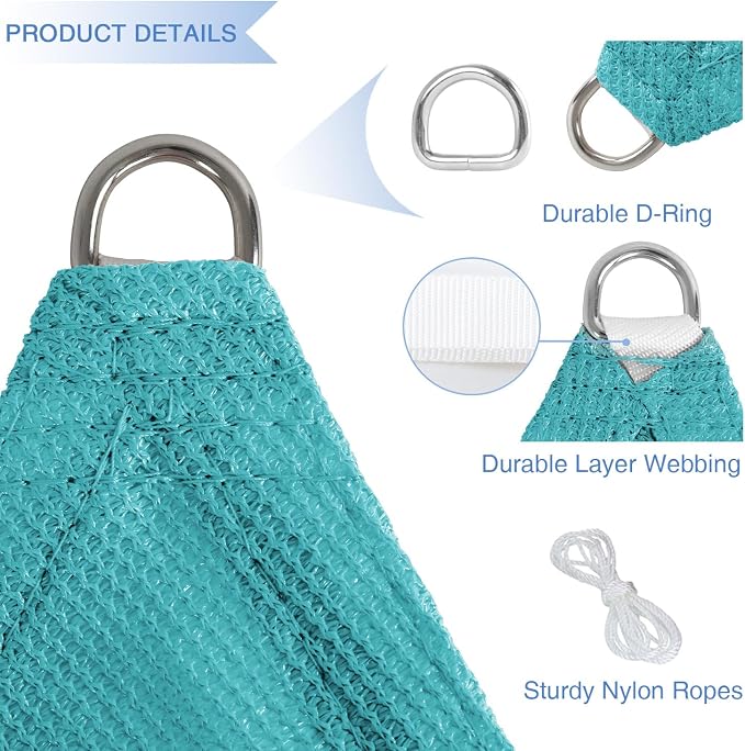 E&K Sunrise 12' x 12 x '12' Sun Shade Sail Triangle Canopy Shade Cover UV Block - Image 4