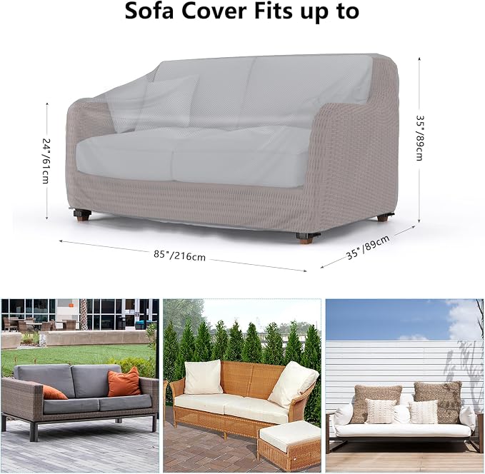 Heavy Duty Patio Sofa Cover, Mrrihand 3-Seater Outdoor Sofa Loveseat Cover - Image 2