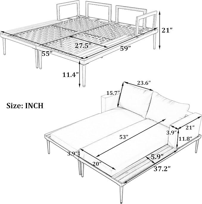 Polibi Patio Metal Daybed with Wood Topped Side Spaces - Image 2