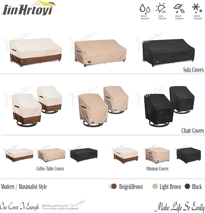 JinHrtoyi 3-Seater Outdoor Couch Cover, 85Wx38Dx35H inches Outdoor Furniture - Image 9