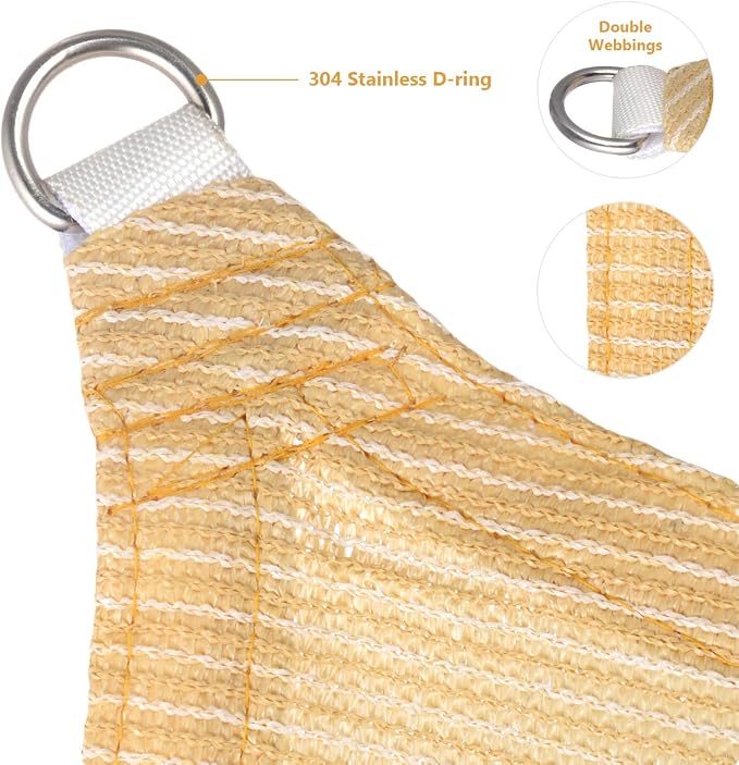Eden's Decor Straight Flat-Edged Sun Shade Sail Rectangular 8' x 15' Beige - Image 2