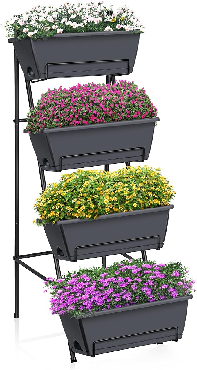 OYEAL Raised Garden Bed 4 Tier Vertical Garden Planter Indoor Outdoor Raised by OYEAL