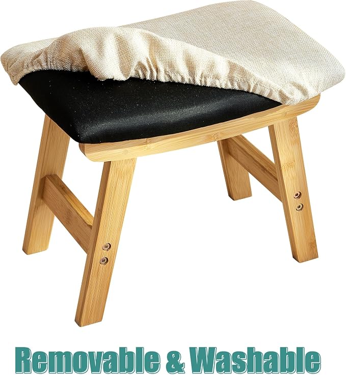 Foot Stool, Foot Stool Small, Ottoman Wood Foot Rest - Image 8