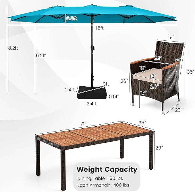 Tangkula 11 Pieces Rattan Outdoor Dining Set - Image 9