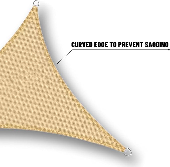 SUNNY GUARD Waterproof Sun Shade Sail 10'x15'x18' Sand Right Triangle UV Block - Image 5