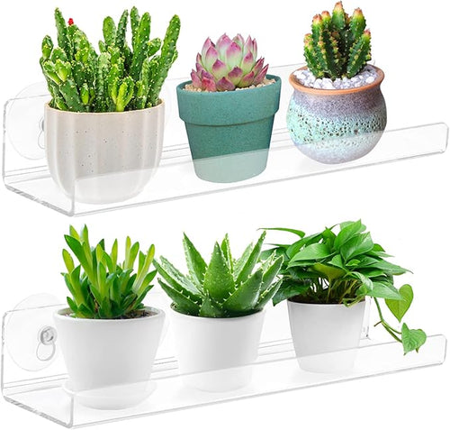 2 Pack 12 Inch Acrylic Window Boxes Plant Shelves, by Skewo
