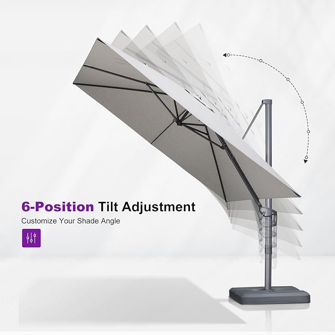 PURPLE LEAF Patio Umbrella 10' X 10' Rectangle Cantilever Umbrella Large - Image 8
