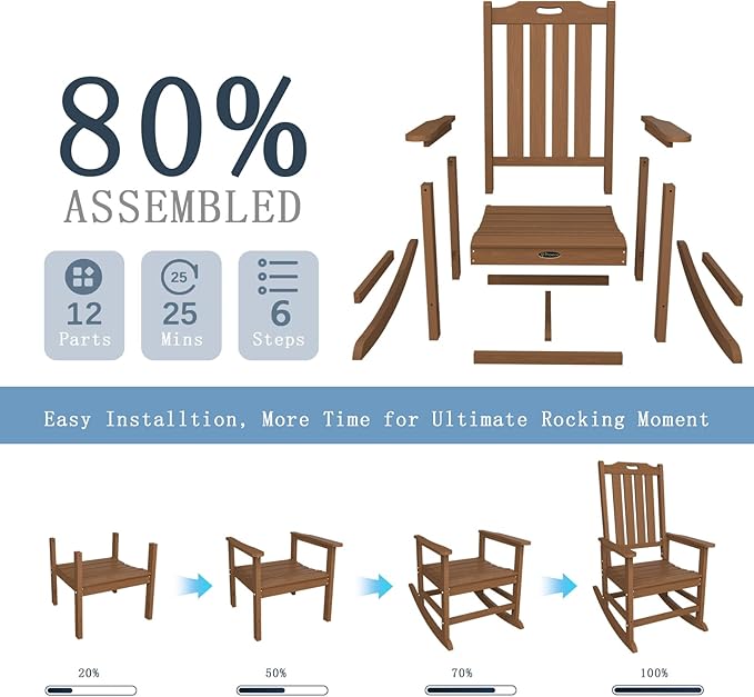 Oversized Rocking Chair Set of 8, Outdoor Rocking Chair - Image 9