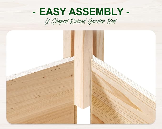 AMERLIFE U-Shaped Raised Garden Bed, 7.5Wx12Dx1.6H Outdoor Wooden Raised Garden - Image 6