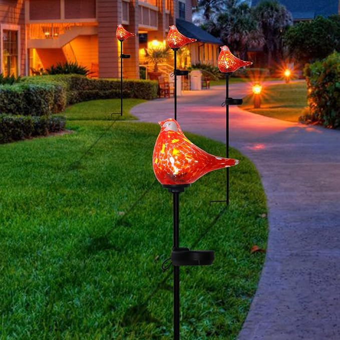 Bshine Solar Garden Decoration Outdoor Red Bird Lights, Lawns and Yards Art - Image 3