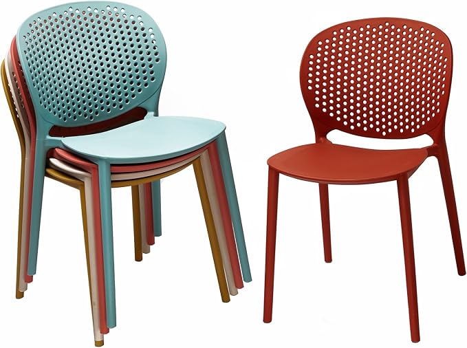 2xhome Set of 3 Patio Dining Chairs | Modern Stackable Outdoor Pool Side Chair - Image 7