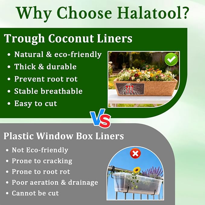 Halatool 2 Pack 48 Inch Window Box Liners Pre-Formed Coconut Fiber Planter - Image 6