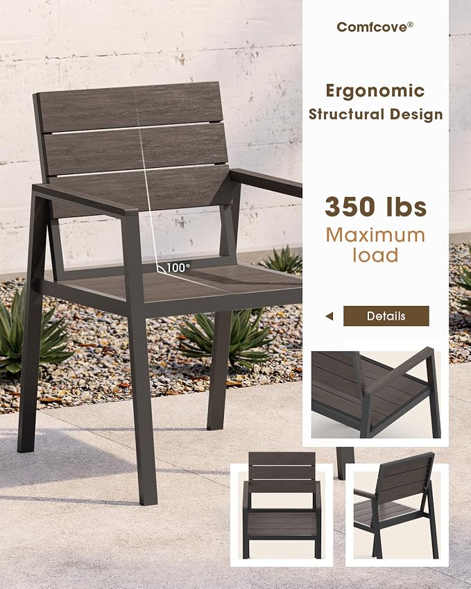 Outdoor Patio Dining Sets, Aluminum 5 Piece HDPS Outdoor Dining Table and - Image 3