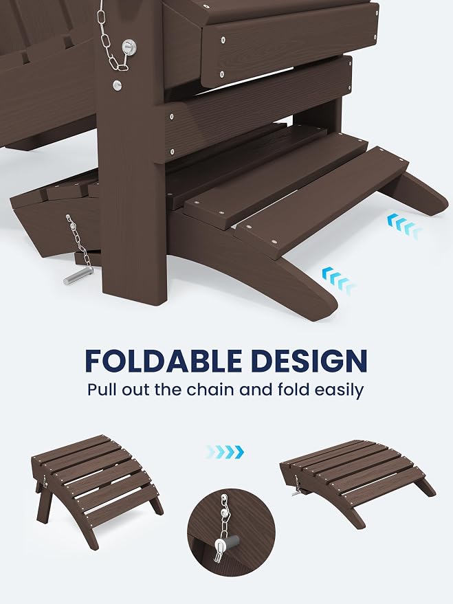 KINGYES Folding Adirondack Ottomans Set of 4 - Image 3