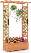 Giantex Raised Garden Bed with Trellis & Hanging Roof, Wood Planter Box with by Giantex