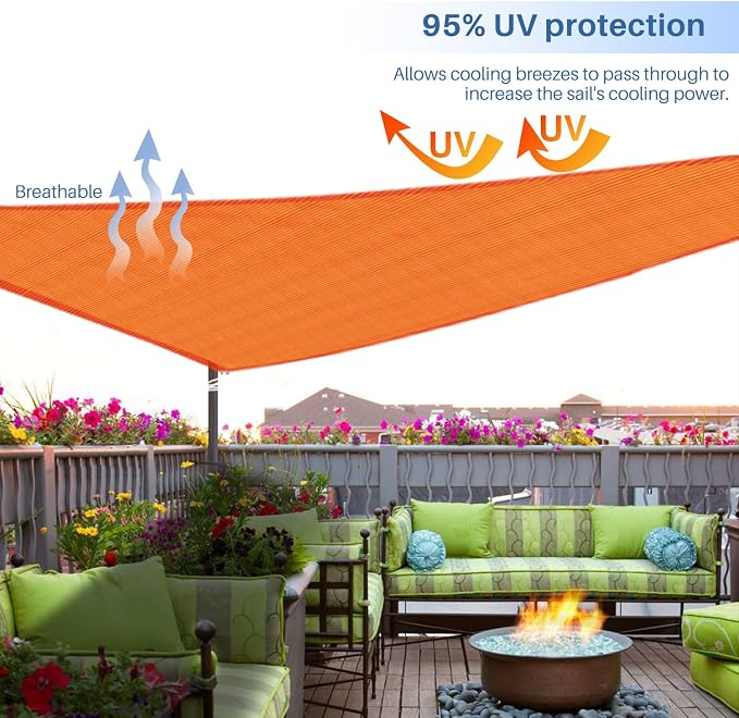 E&K Sunrise 13' x 13' x 13' Sun Shade Sail Triangle Canopy Shade Cover UV Block - Image 5