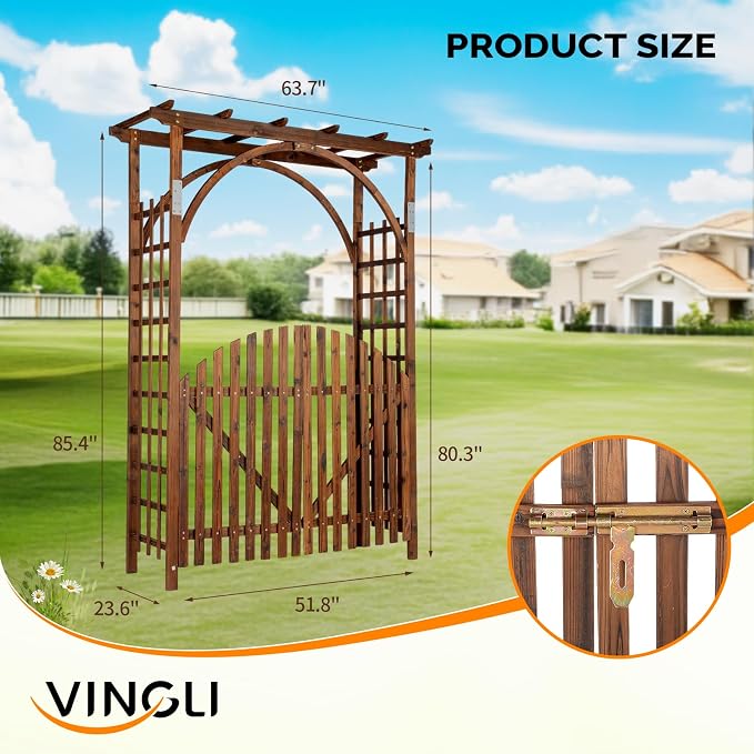 VINGLI 85in Wooden Arbor, Wedding Arch - Image 3