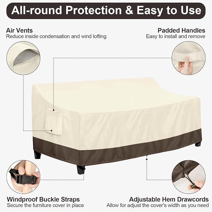 PureFit Outdoor Couch Cover Waterproof Patio Sofa Furniture Covers, 4-Seater - Image 5