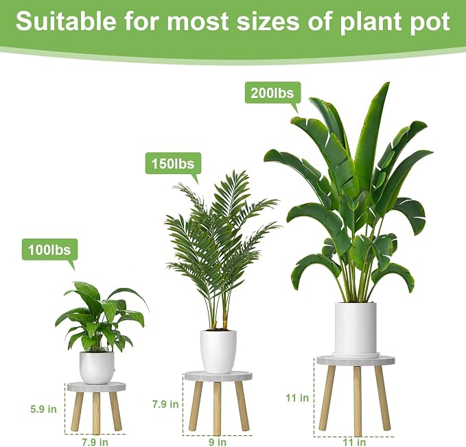 3-Pack Wood Plant Stands Indoor, Single Plant Stand - Image 3