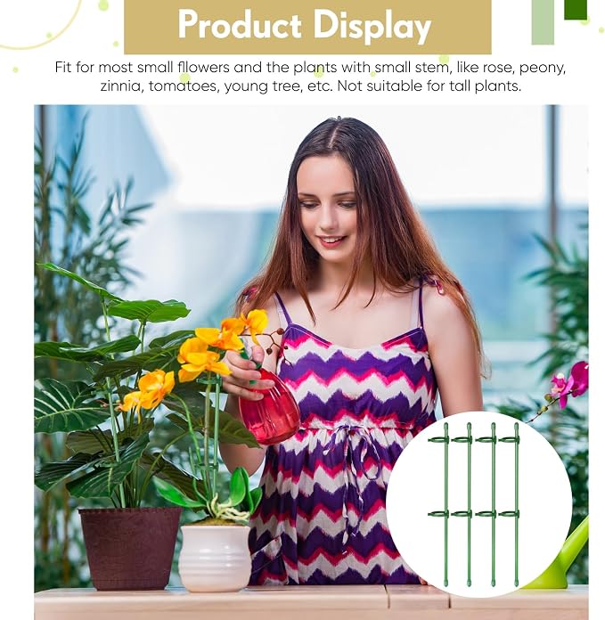 meekoo 60 Pcs Adjustable Garden Plant Support Stakes Single Stem Plant Cage - Image 5