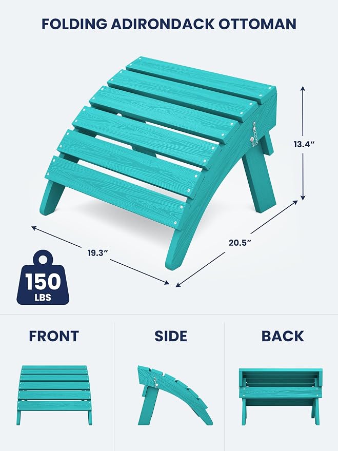 KINGYES Folding Adirondack Ottomans Set of 2 - Image 3