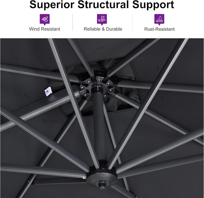PURPLE LEAF 8'×8' Patio Cantilever Umbrella - Image 4