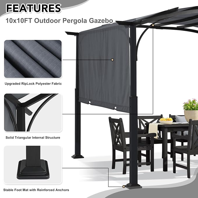MASTERCANOPY 10x10ft Outdoor Retractable Pergola - Image 3