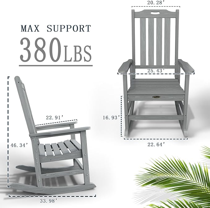 Oversized Rocking Chair Set of 4, Outdoor Rocking Chair - Image 3