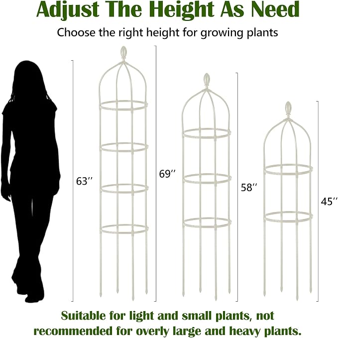 Garden Obelisk Trellis for Climbing Plants Outdoor 6 Ft Rose Bush Round Trellis - Image 3