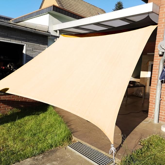 KANAGAWA 22'X22' Cream Custom Size Sun Shade Sail Square UV Block Canopy Cover by KANAGAWA