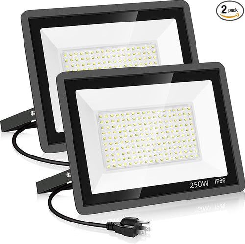 2 Pack 250W Led Flood Lights Outdoor, Super Bright 37000LM Security Lights by YANYCN