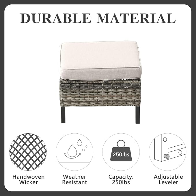 Belord 6 Piece Outdoor Furniture Patio Wicker Sofa Set, Oversize Outdoor Dining - Image 8
