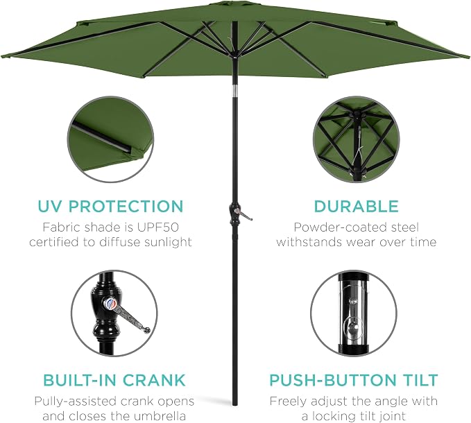 Best Choice Products 10ft Outdoor Table Compatible Steel Polyester Market Patio - Image 5