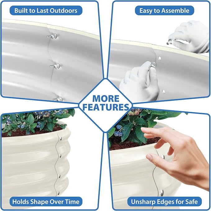 Round Galvanized Raised Garden Bed, Flowers & Herbs, Heavy Duty Rust-Resistant - Image 6