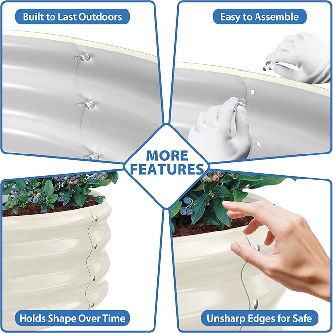 Round Galvanized Raised Garden Bed, Heavy Duty Metal Planter Box - Image 6