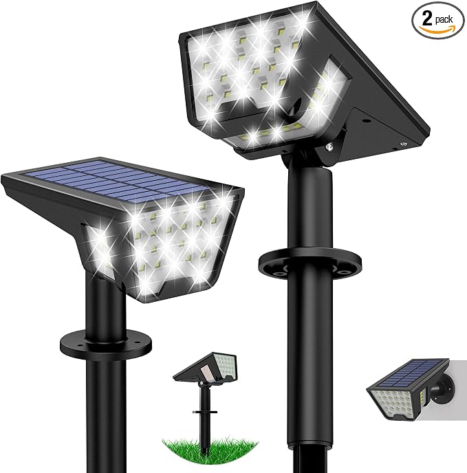 Solar Spot Lights Outdoor IP65 Waterproof, 53 LEDs Solar Powered Garden Yard by Latband