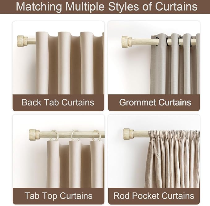 Antique White Curtain Rods for Windows 66 to 120 Inches Heavy Duty Adjustable - Image 3