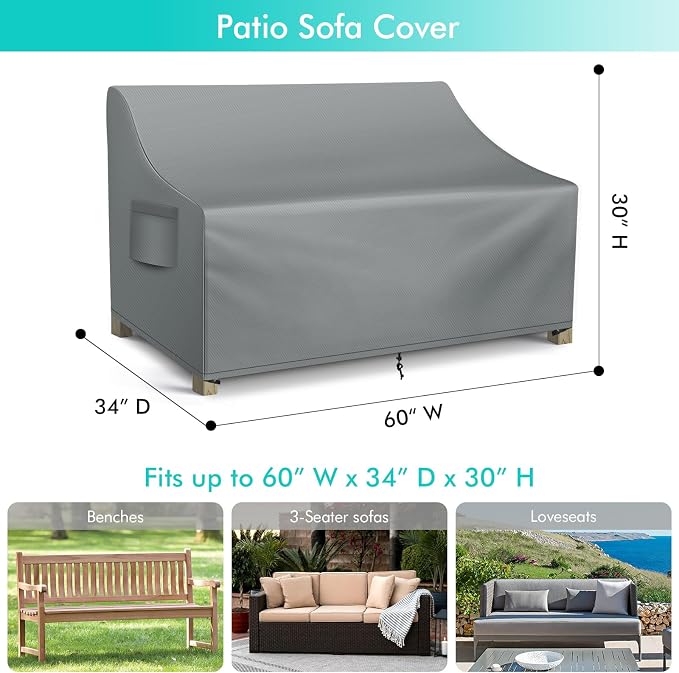 WLEAFJ Patio Sofa Cover Waterproof, 2-Seater Patio Loveseat Cover, Heavy Duty - Image 2