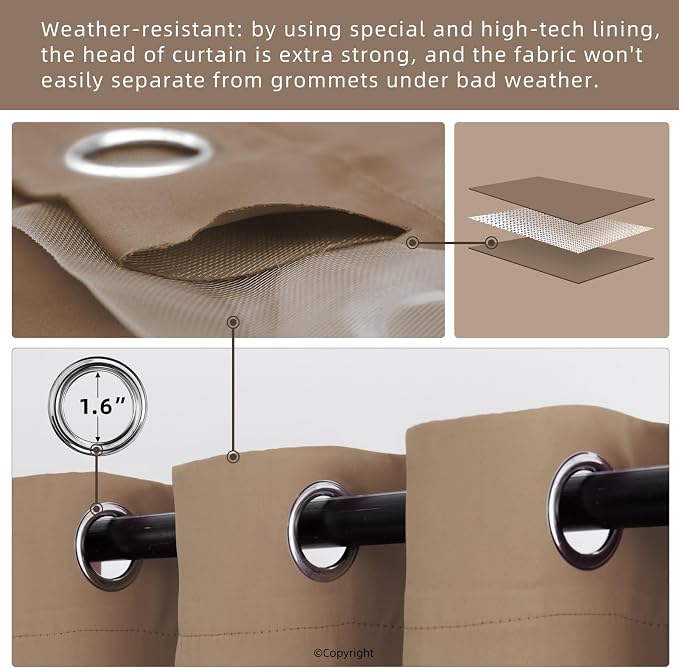 Waterproof Outdoor Curtain W105 x L95 - Image 3