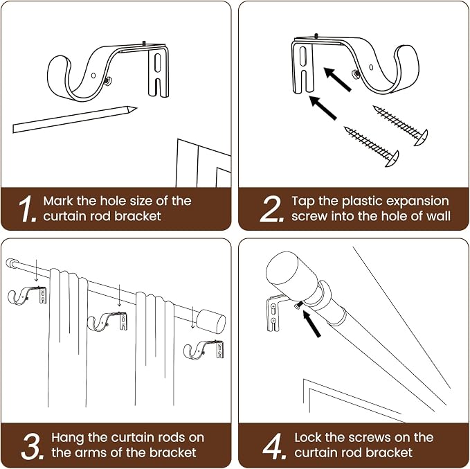 1” Diameter Curtain Rods Itself is 30 to144 inch 1 Pack Fit 30-142 inch - Image 6