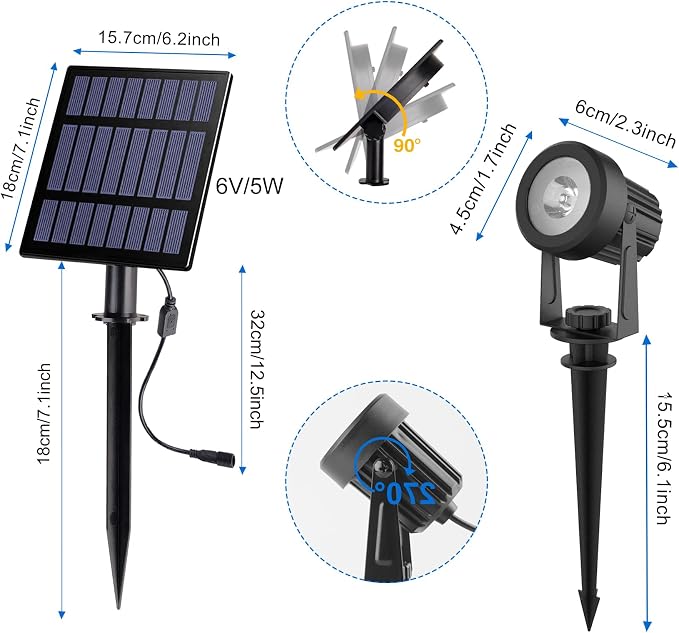 Solar Spot Lights Outdoor, Dusk to Dawn Landscape Spotlights IP65 Waterproof - Image 5