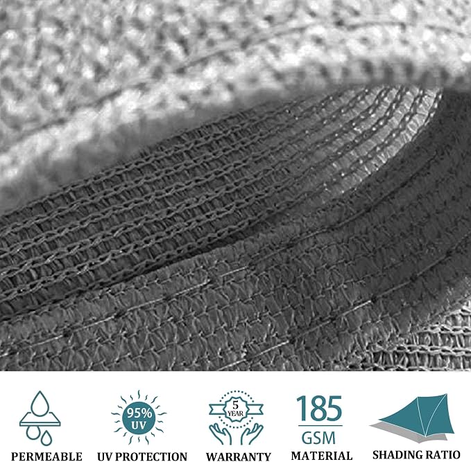Shade&Beyond Triangle Sun Shade Sail 16'X16'X16' Permeable Canopy Light Grey - Image 5